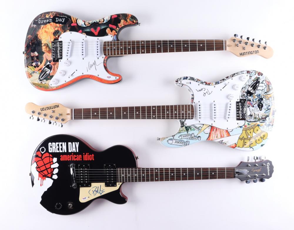 🎸 Green Day Signed Guitar – Authentic Autographs + COA – Rare Collector’s Item