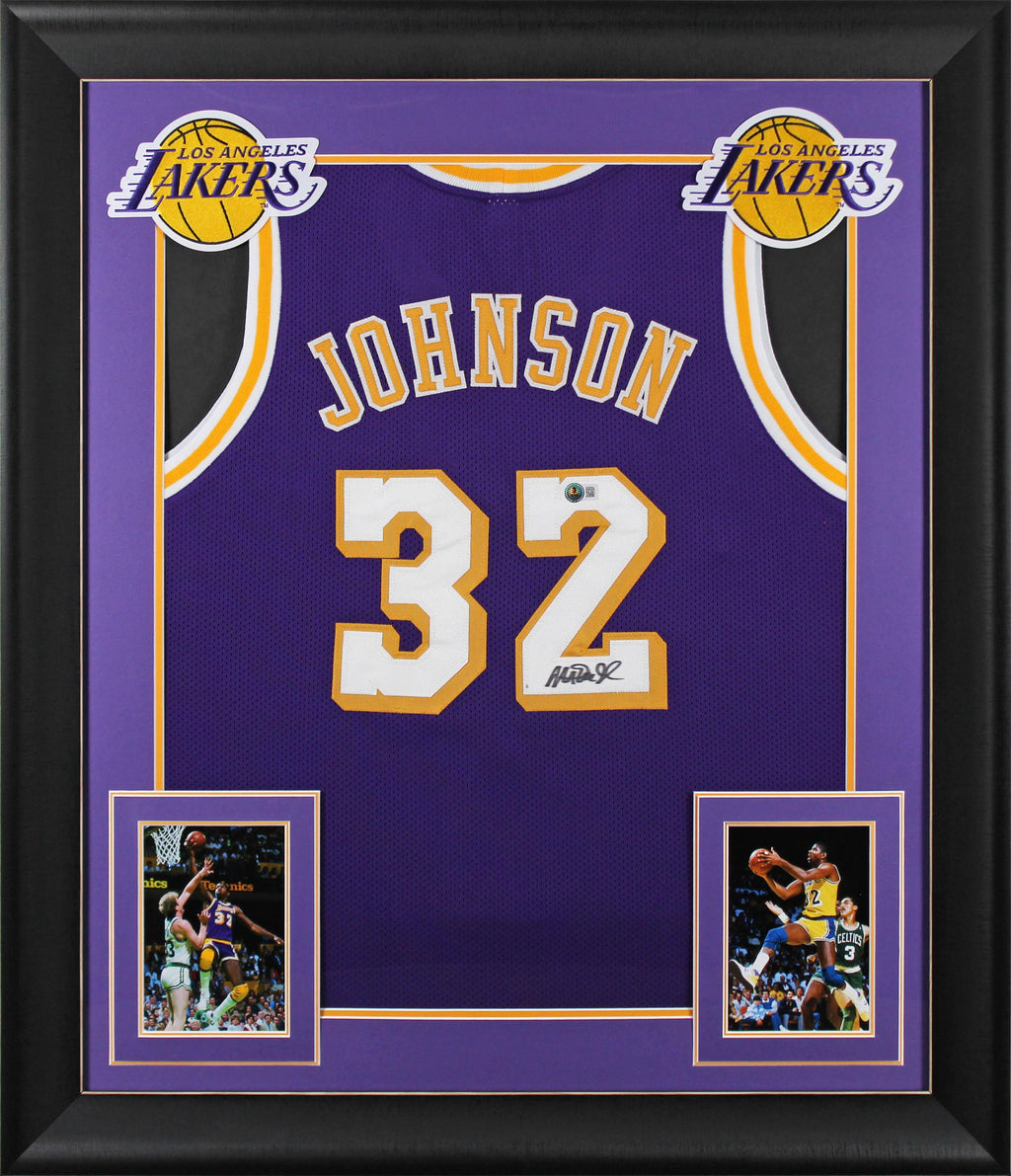 🏀 Framed Magic Johnson Signed Jersey – Authentic Autograph + COA – Premium Los Angeles Lakers Display
