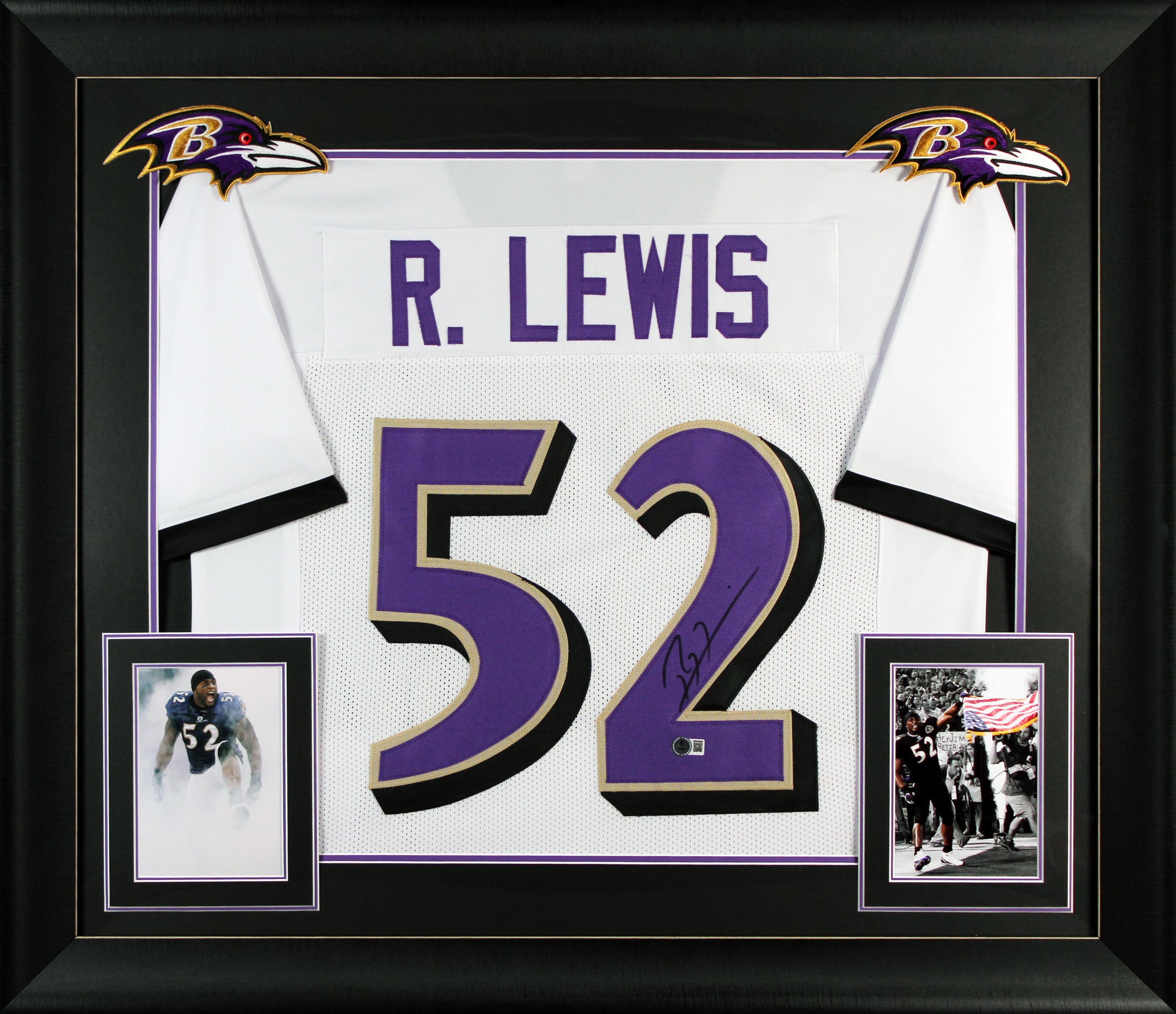 Ray Lewis Signed Custom Framed Jersey Display (Beckett COA)