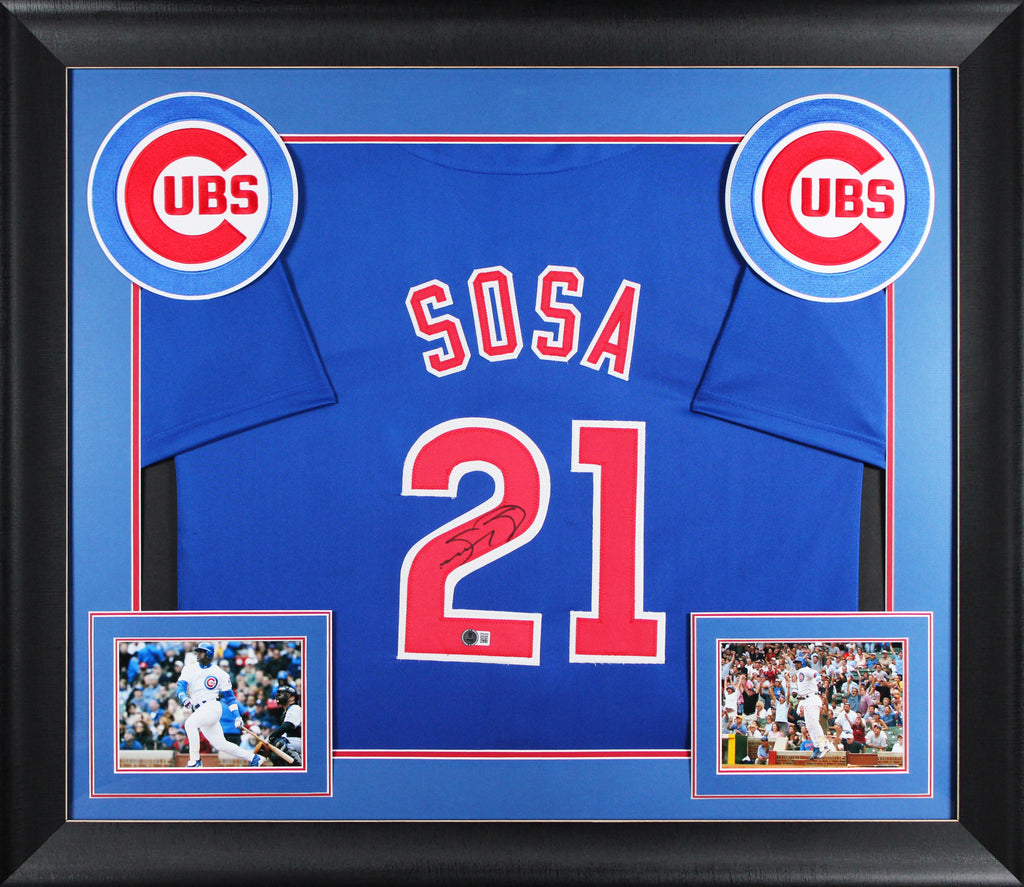Sammy Sosa Signed Custom Framed Jersey Display (Beckett COA)