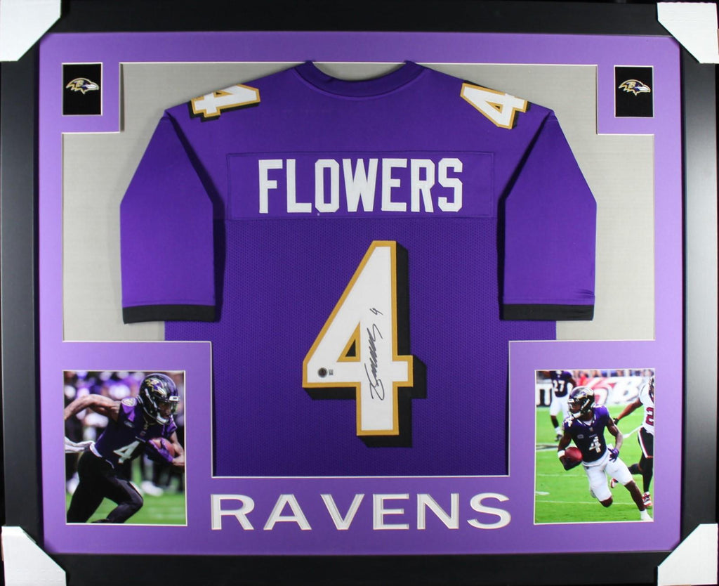 Zay Flowers Signed Custom Framed Jersey (Beckett)