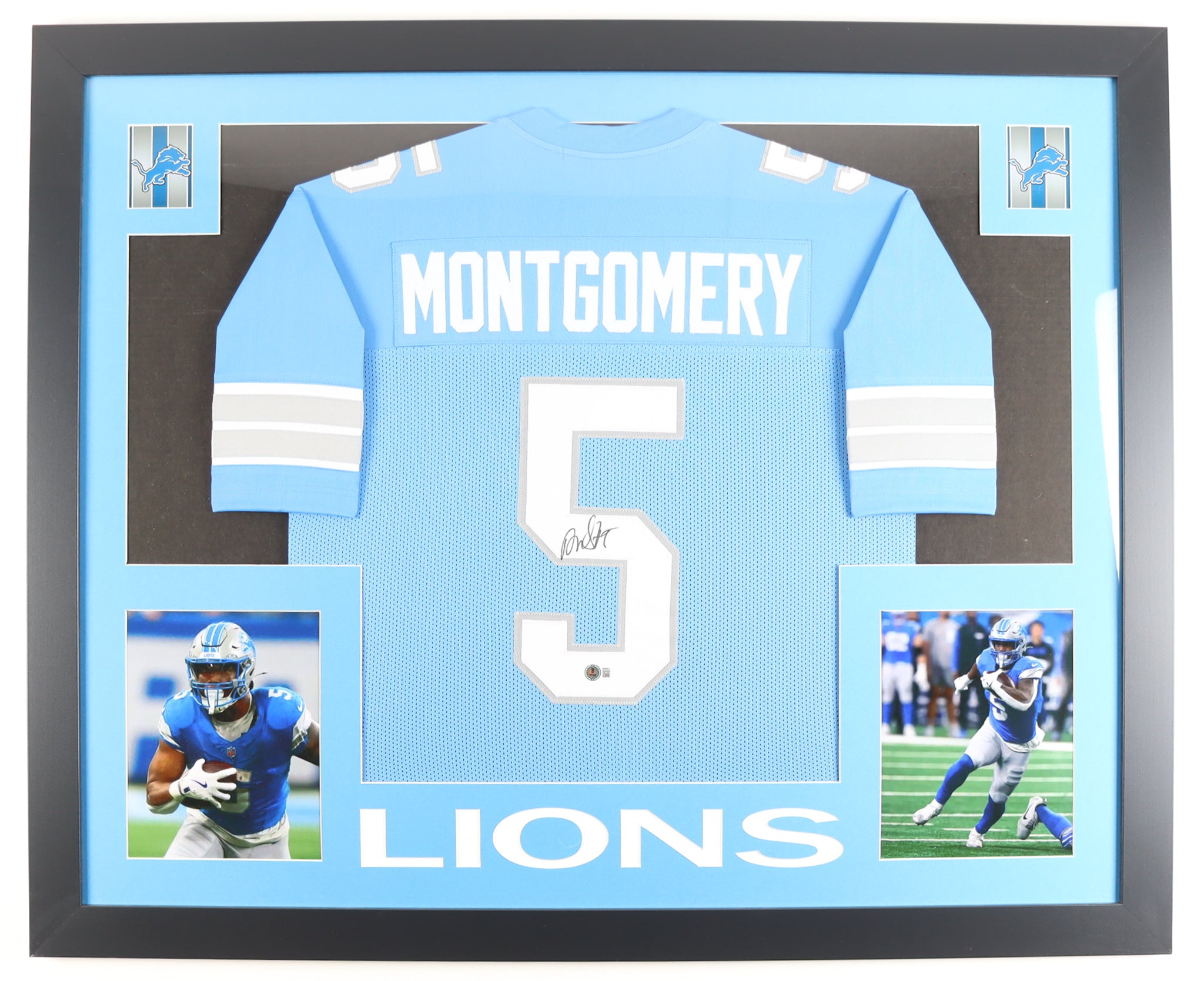 ⭐ David Montgomery Signed Custom Framed Jersey Display — Power, Toughness & NFL Pride