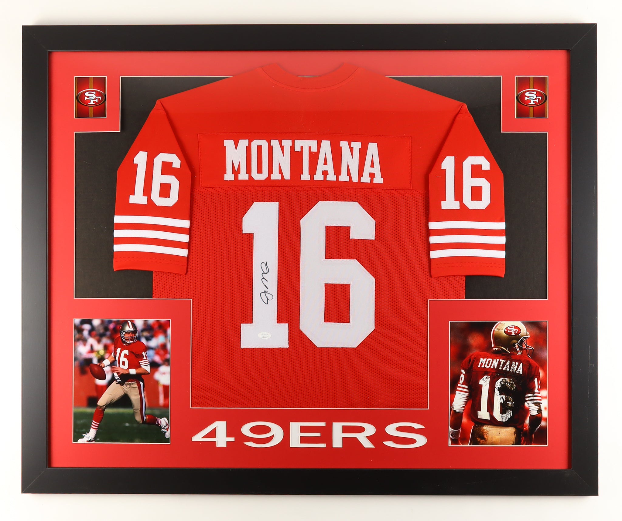 Joe Montana Signed Custom Framed Jersey Display (JSA)