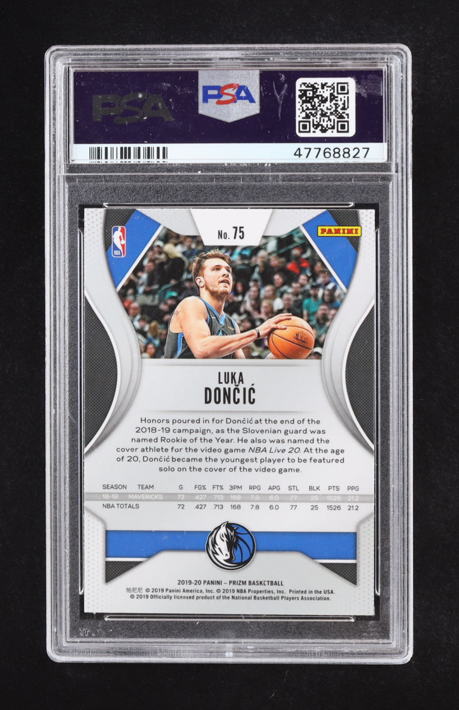 Luka Dončić 2019-20 Panini Prizm #75 – PSA 10