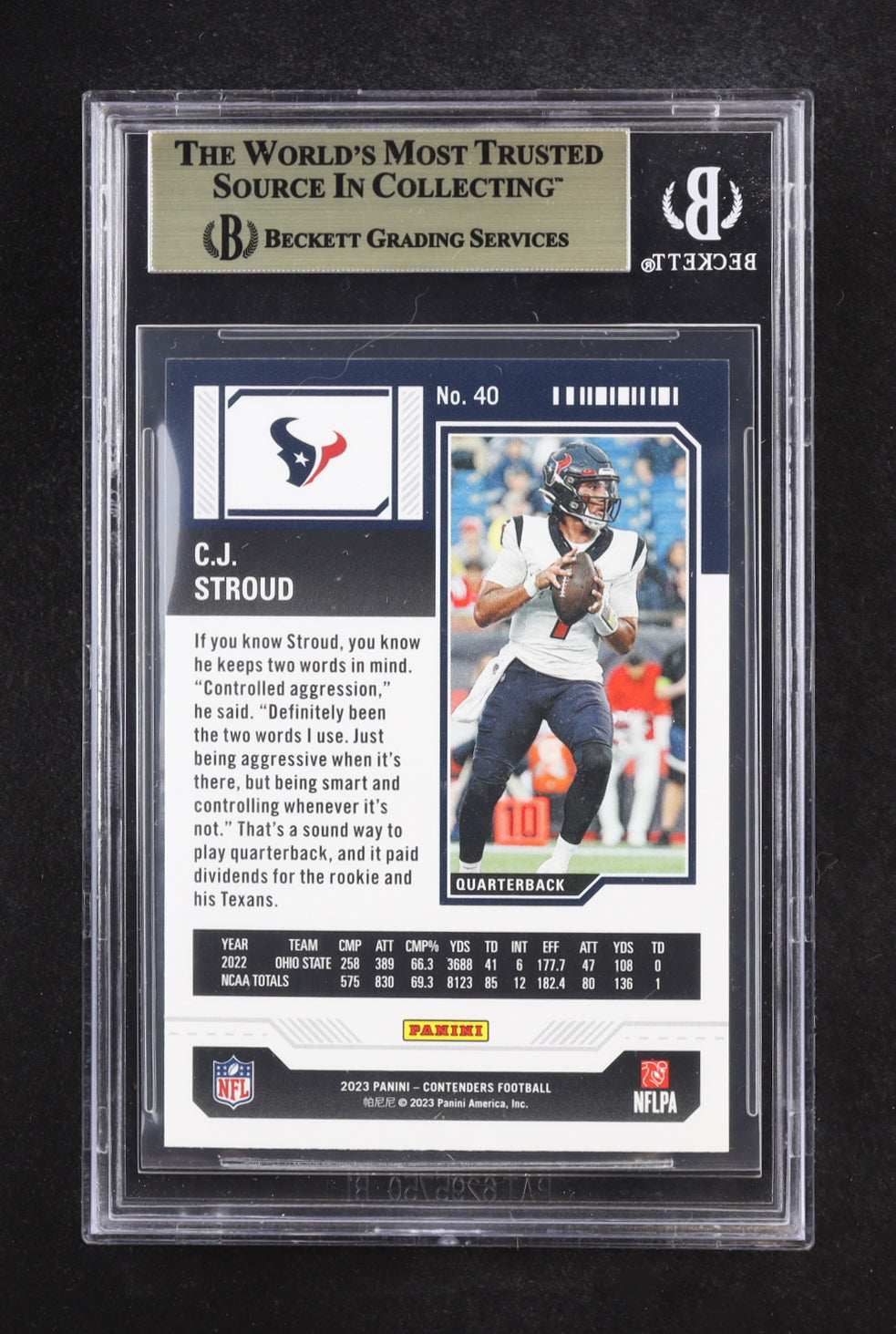 CJ Stroud 2023 Panini Contenders Retail #40 RC – Beckett 9.5 (Gem Mint)