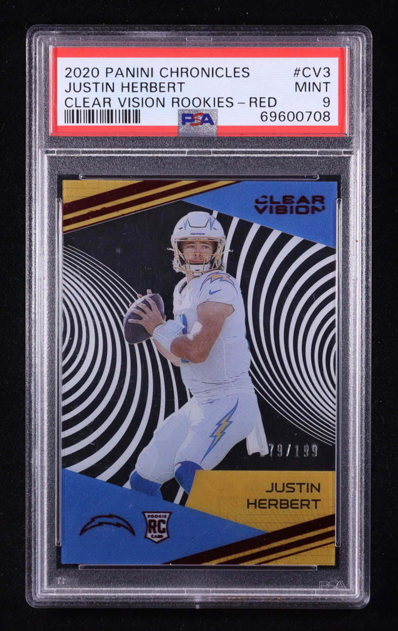 Justin Herbert 2020 Panini Clear Vision Rookies Red #3 #179/199 RC (PSA 9)