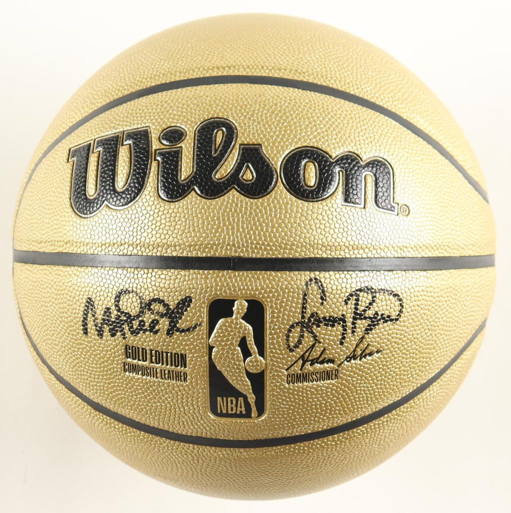 🏀 Larry Bird & Magic Johnson Signed NBA Basketball – Dual Autograph + COA – Premium Display Stand Included
