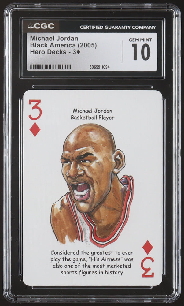Michael Jordan 2005 Hero Decks Black America Three of Diamonds (CGC 10)