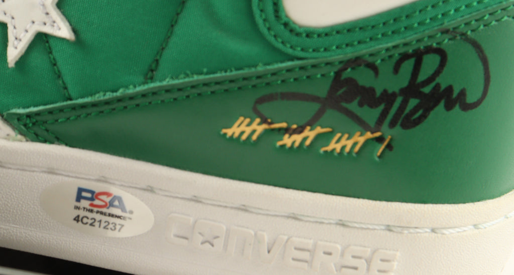 🏀 Larry Bird Signed Converse Boston Celtics 1984 Championship Basketball Shoe – Authentic Autograph + Plaque & Display Stand