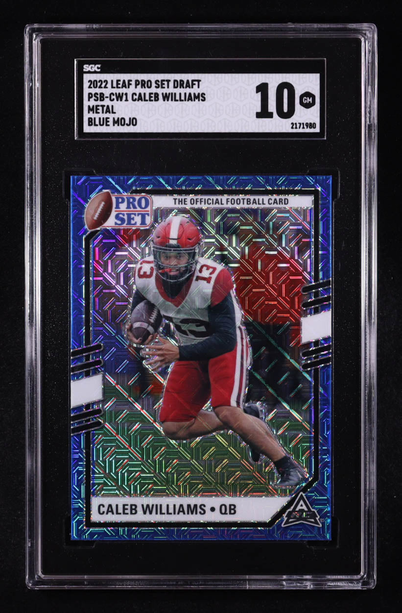 Caleb Williams 2022 Leaf Pro Set Metal Draft Prospects Mojo Blue #PSBCW1 RC (SGC 10)