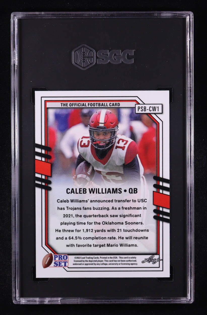 Caleb Williams 2022 Leaf Pro Set Metal Draft Prospects Mojo Blue #PSBCW1 RC (SGC 10)