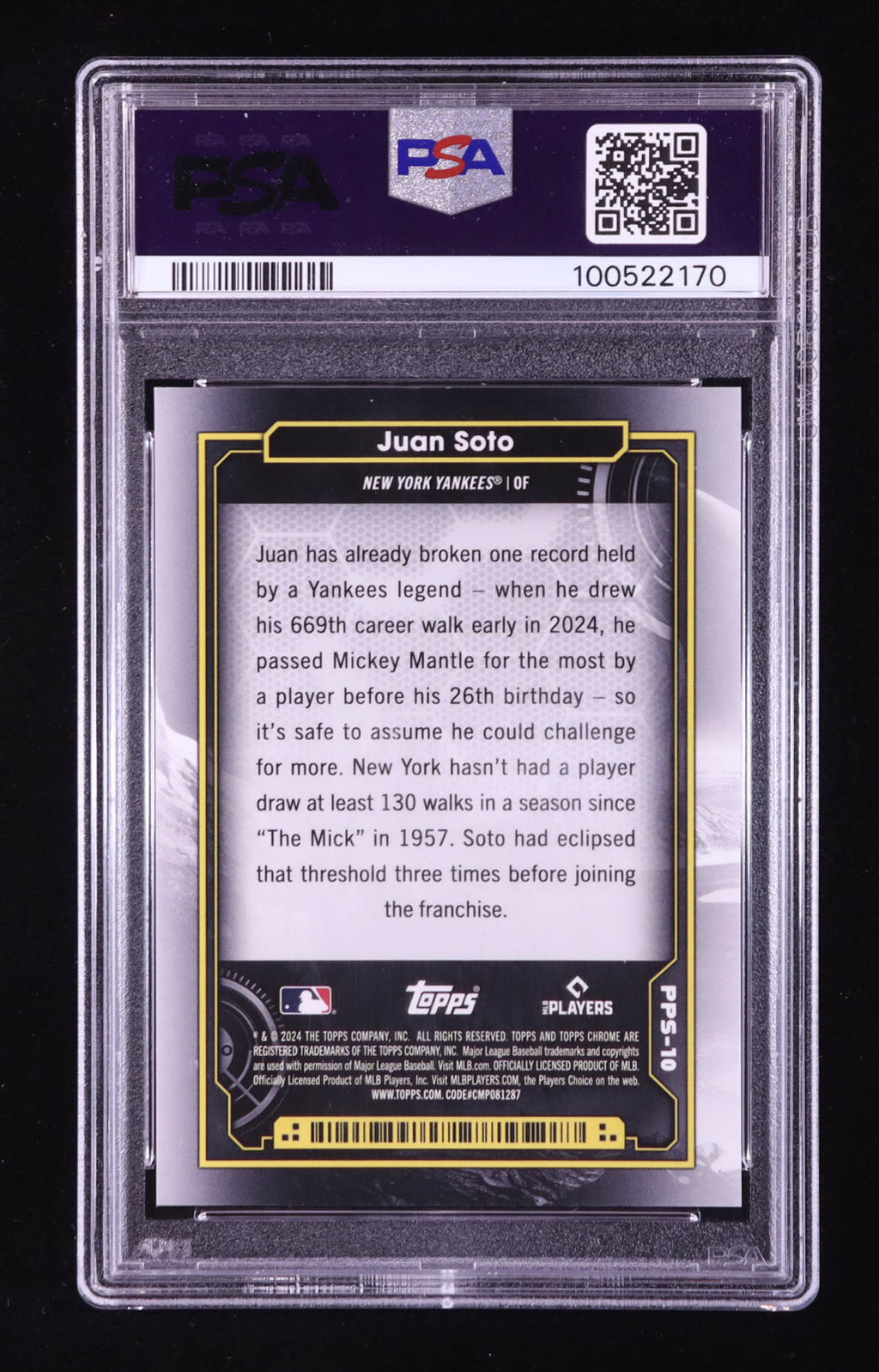 Juan Soto 2024 Topps Cosmic Chrome Planetary Pursuit Sun #PPS10 (PSA 10)