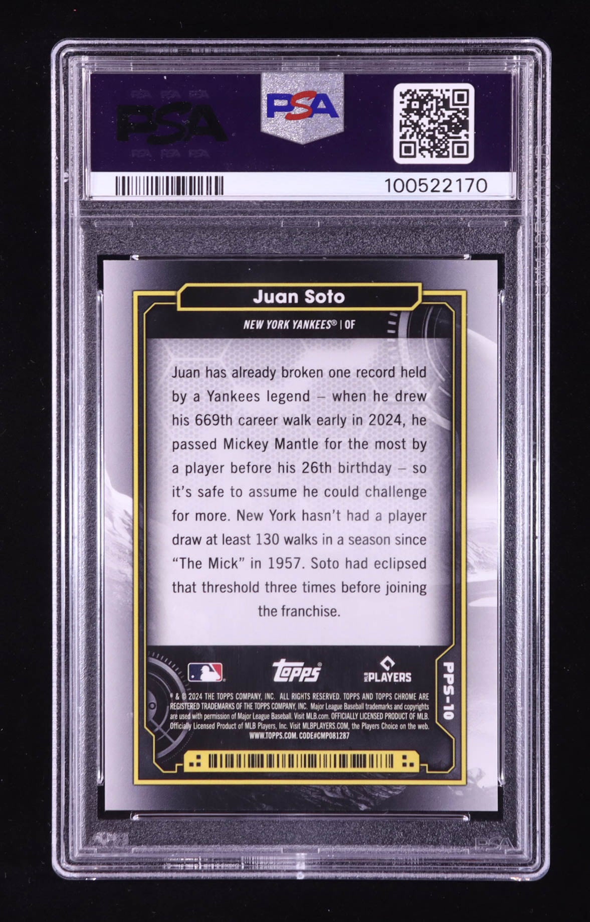 Juan Soto 2024 Topps Cosmic Chrome Planetary Pursuit Sun #PPS10 (PSA 10)