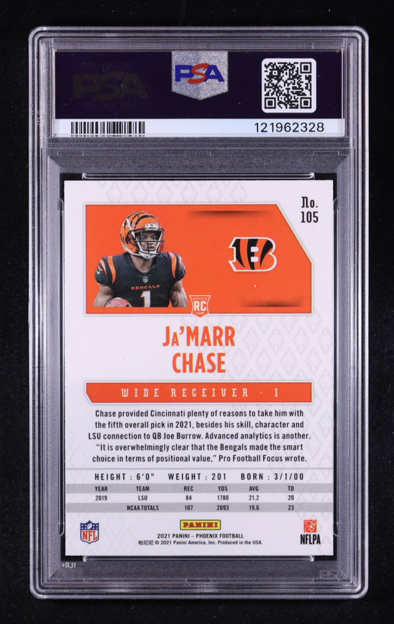 Ja’Marr Chase 2021 Panini Phoenix Fire Burst #105 (PSA 10)