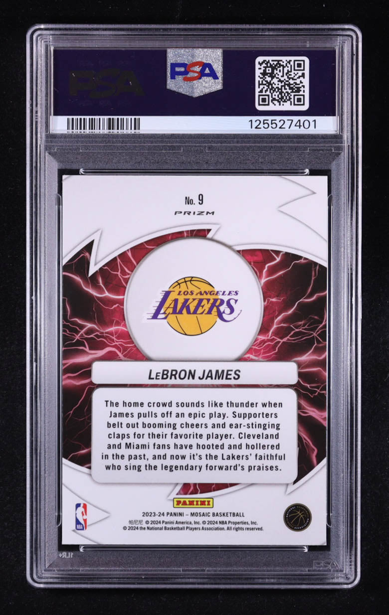 LeBron James 2023-24 Panini Mosaic Thunder Road – Mosaic Green #9  PSA 10
