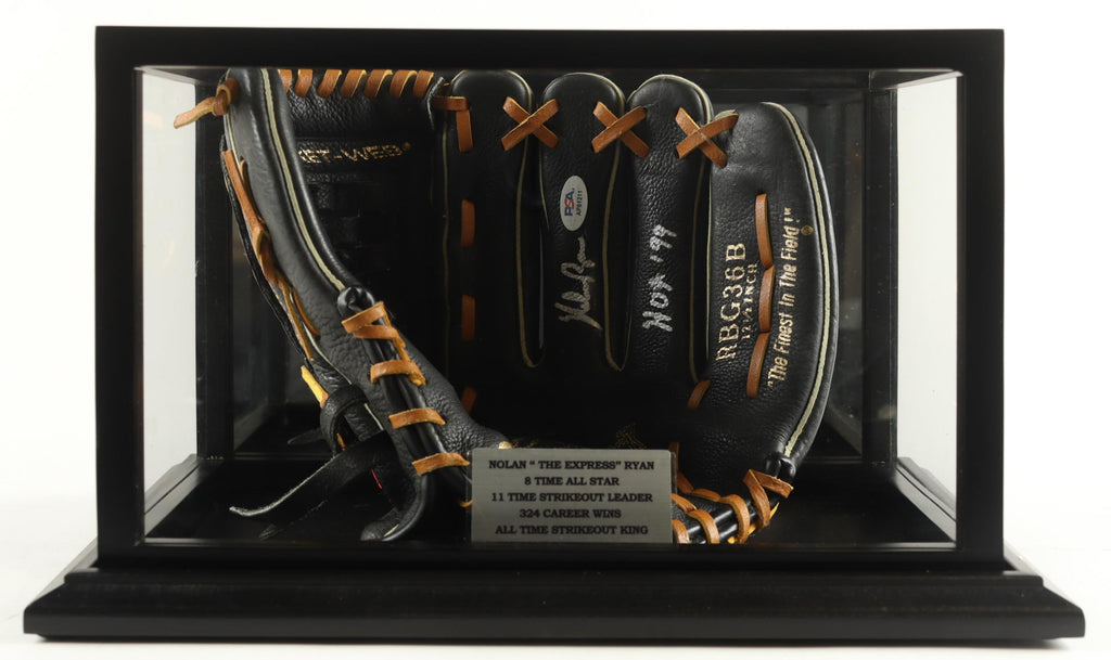 Nolan Ryan Signed Rawlings Glove – Inscribed “HOF ’99” with Display Case (PSA COA)