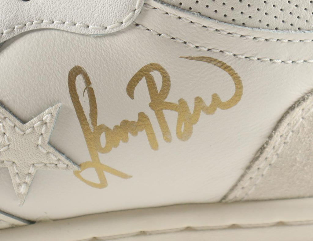 Magic Johnson & Larry Bird Signed Pair of (2) Converse All Star White Leather Basketball Shoes with Display Case (Beckett & PSA)