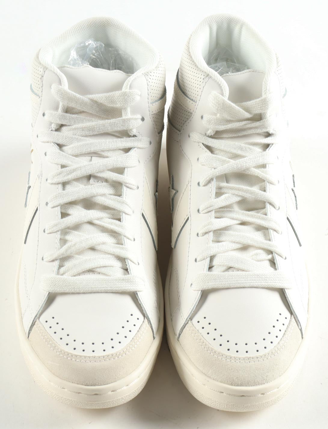 Magic Johnson & Larry Bird Signed Pair of (2) Converse All Star White Leather Basketball Shoes with Display Case (Beckett & PSA)