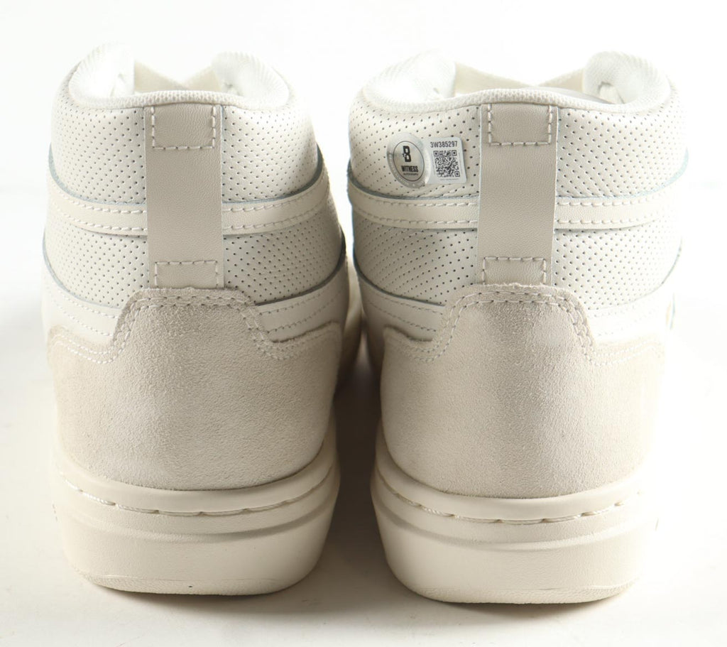 Magic Johnson & Larry Bird Signed Pair of (2) Converse All Star White Leather Basketball Shoes with Display Case (Beckett & PSA)