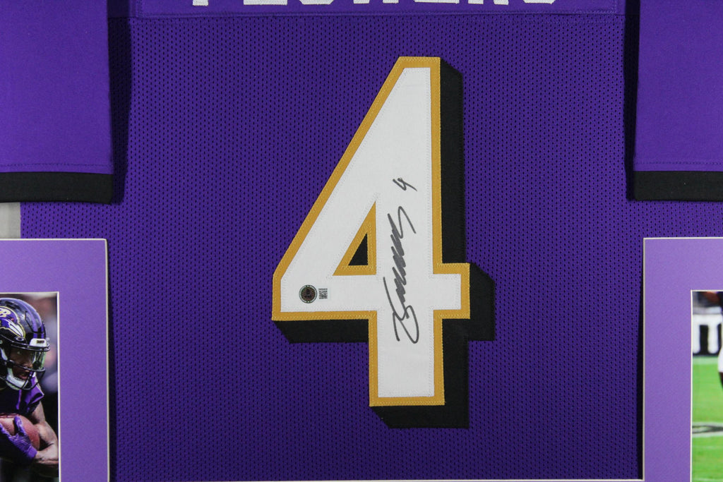 Zay Flowers Signed Custom Framed Jersey (Beckett)