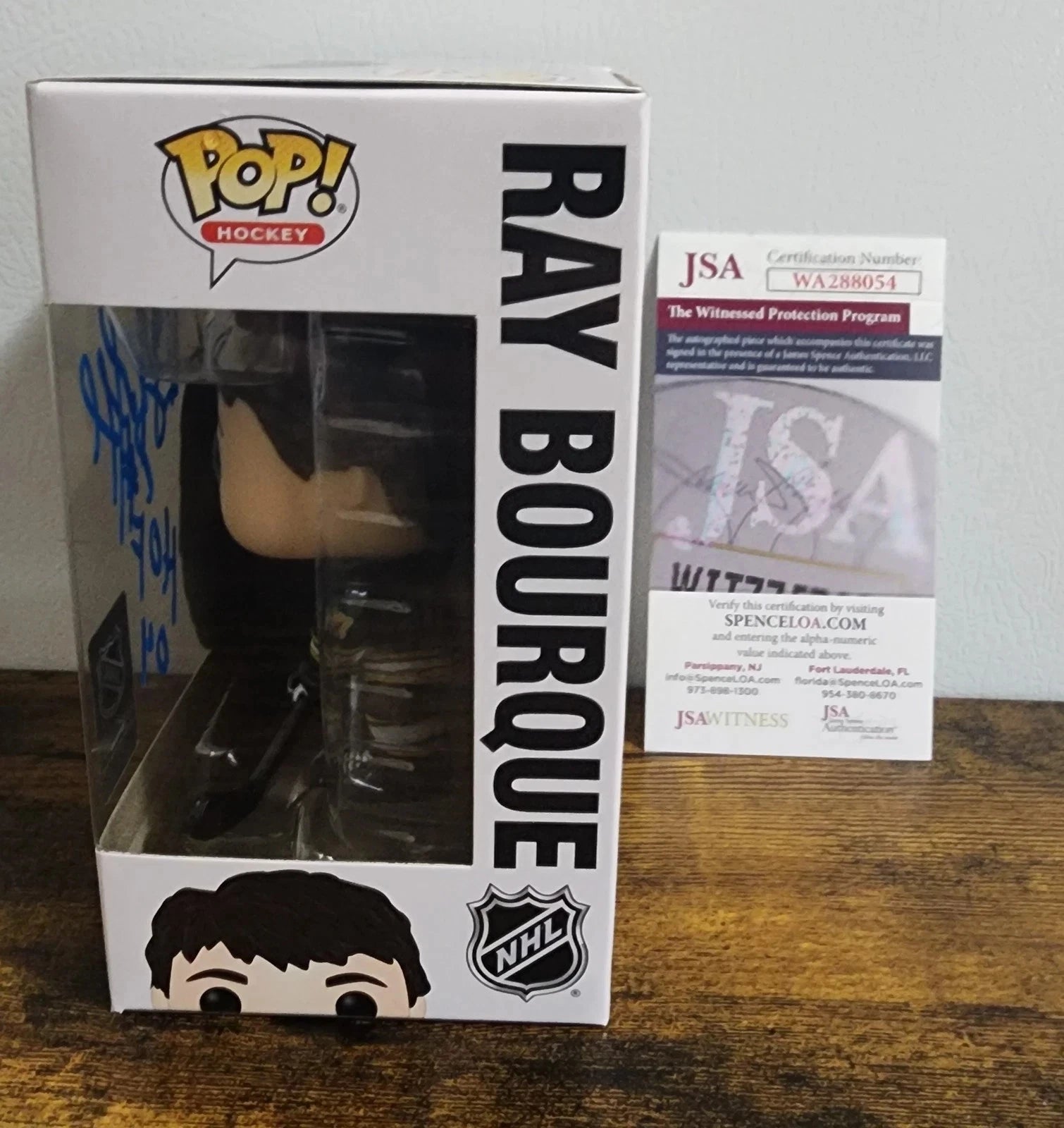 RAY BOURQUE AUTOGRAPHED FUNKO POP FIGURE J.S.A. AUTHENTICATED