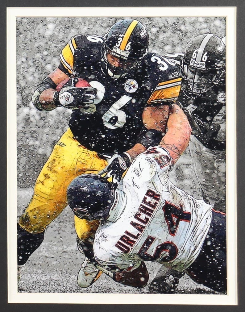 Jerome Bettis Signed Custom Framed Cut Display with Jersey & CHAMPION PIN(PSA)