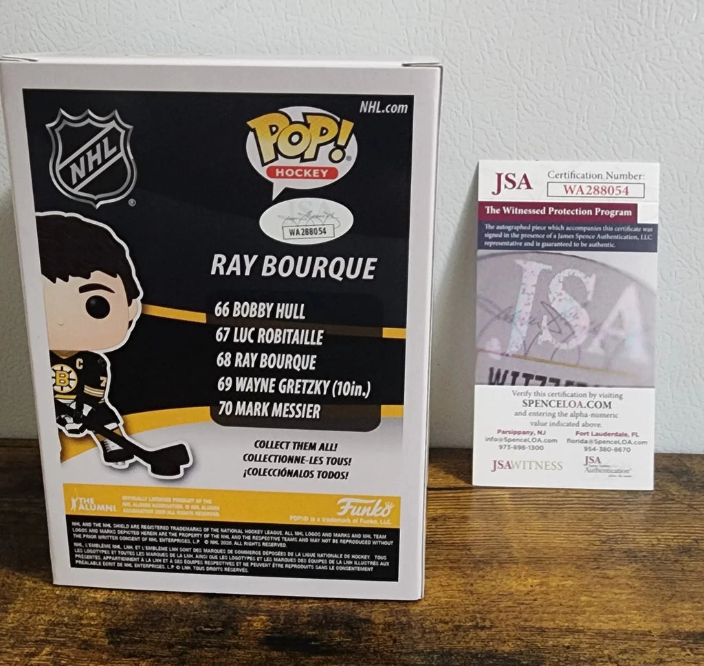 RAY BOURQUE AUTOGRAPHED FUNKO POP FIGURE J.S.A. AUTHENTICATED