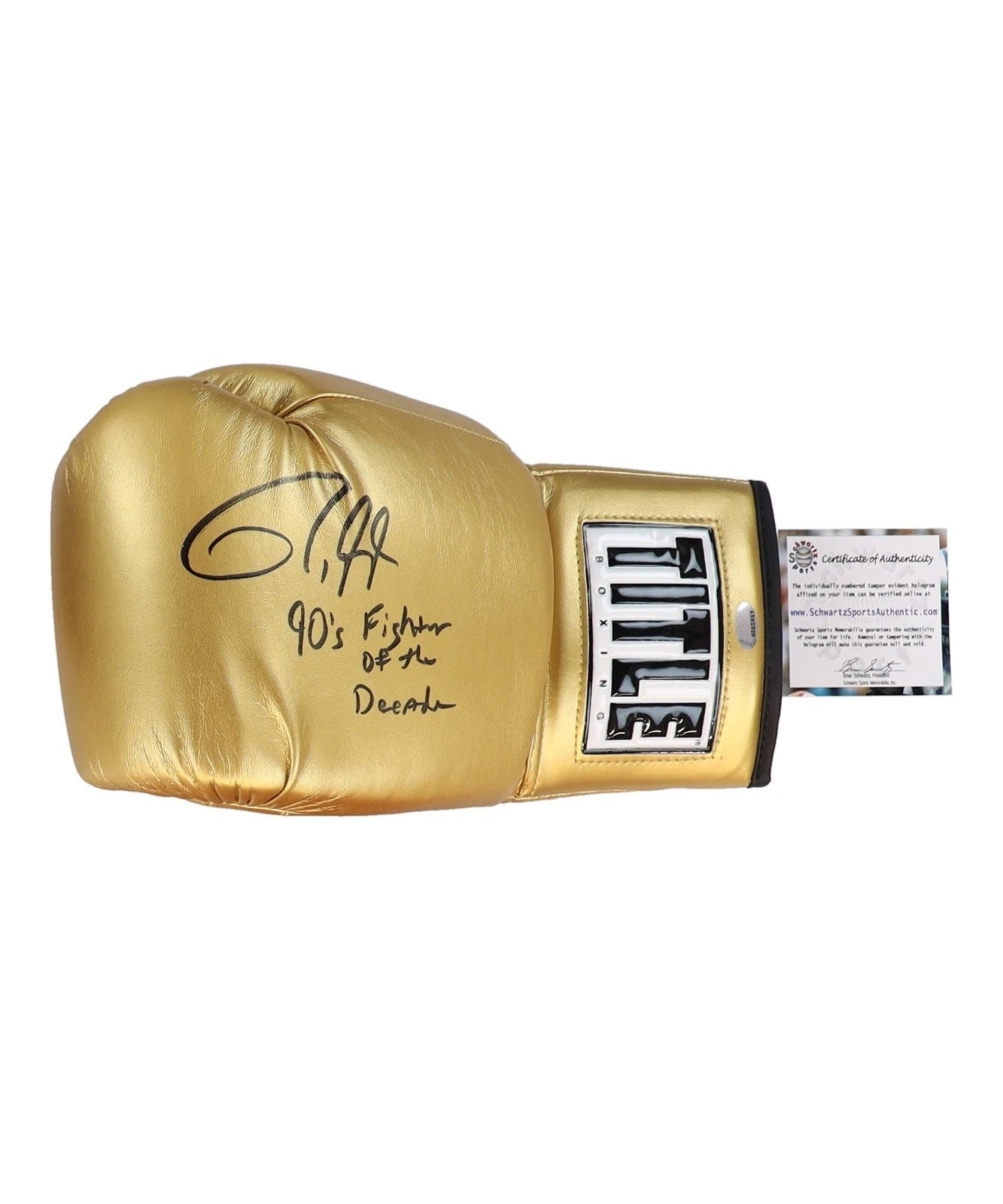 Roy Jones Fr. Signed Title Boxing Glove "90's Fighter of the Decade"(Schwartz)