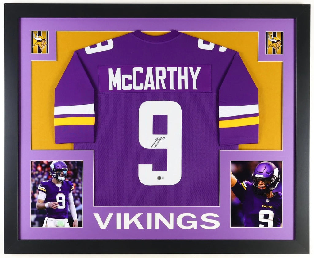 JJ MCCARTHY Signed/Autographed Custom Jersey Framed 35x43 - Beckett