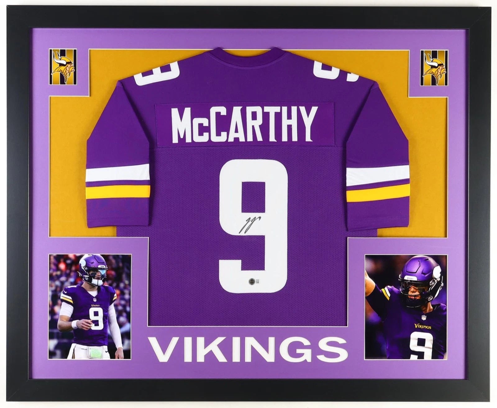 JJ MCCARTHY Signed/Autographed Custom Jersey Framed 35x43 - Beckett