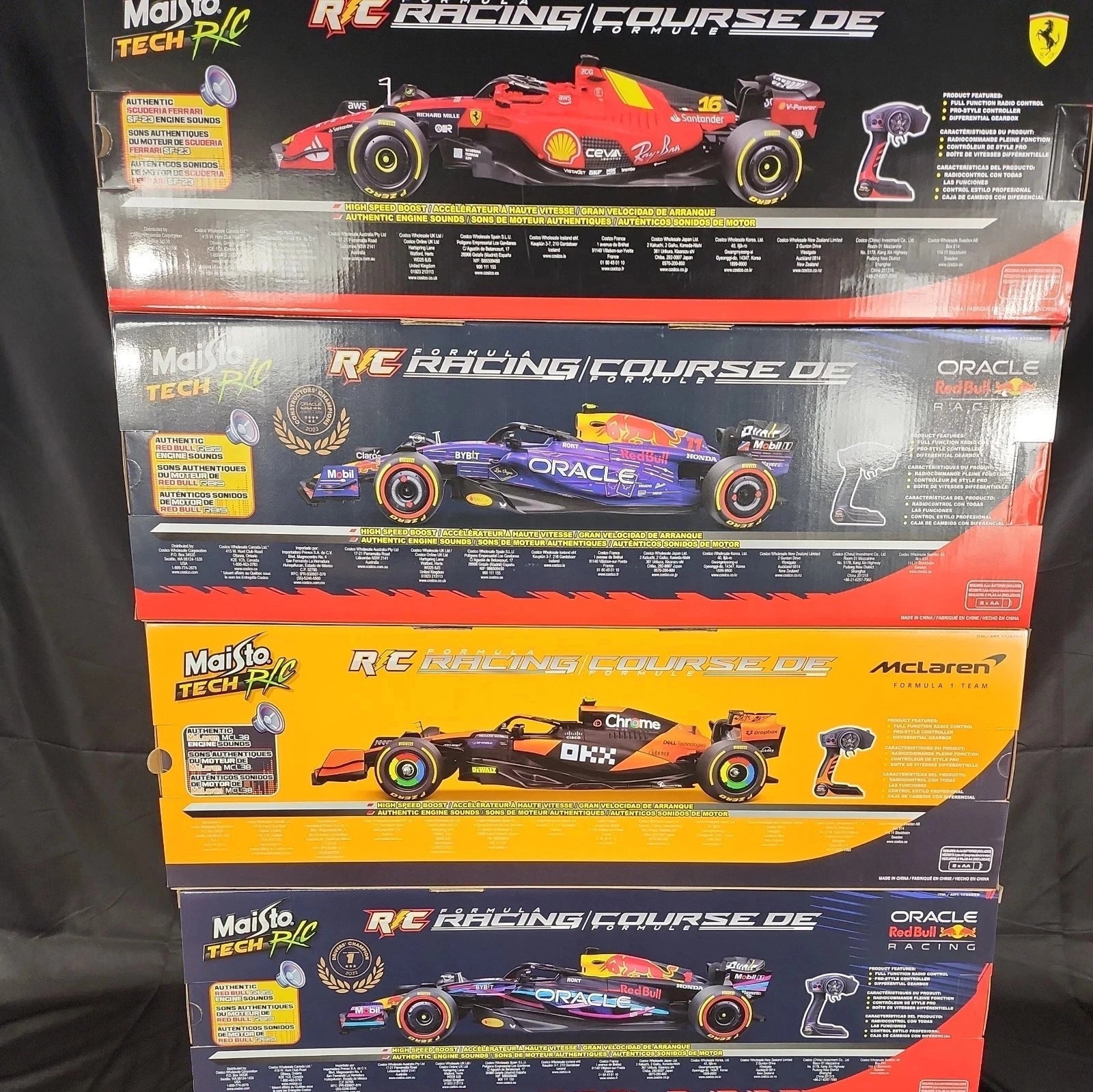 SET OF 4 MAISTO TECH 1:10 R/C FORMULA 1 RACING RB19 RED BULL FERRARI MCLAREN
