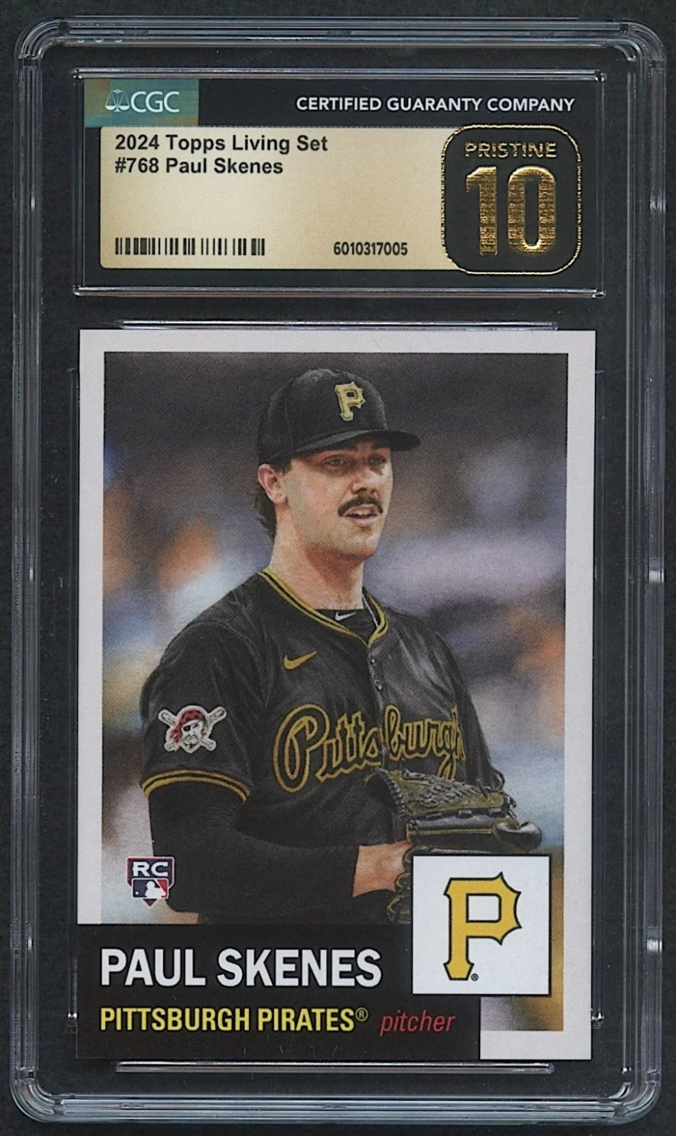 Share Paul Skenes 2024 Topps Living Set #768 RC (CGC 10 | Black Label)
